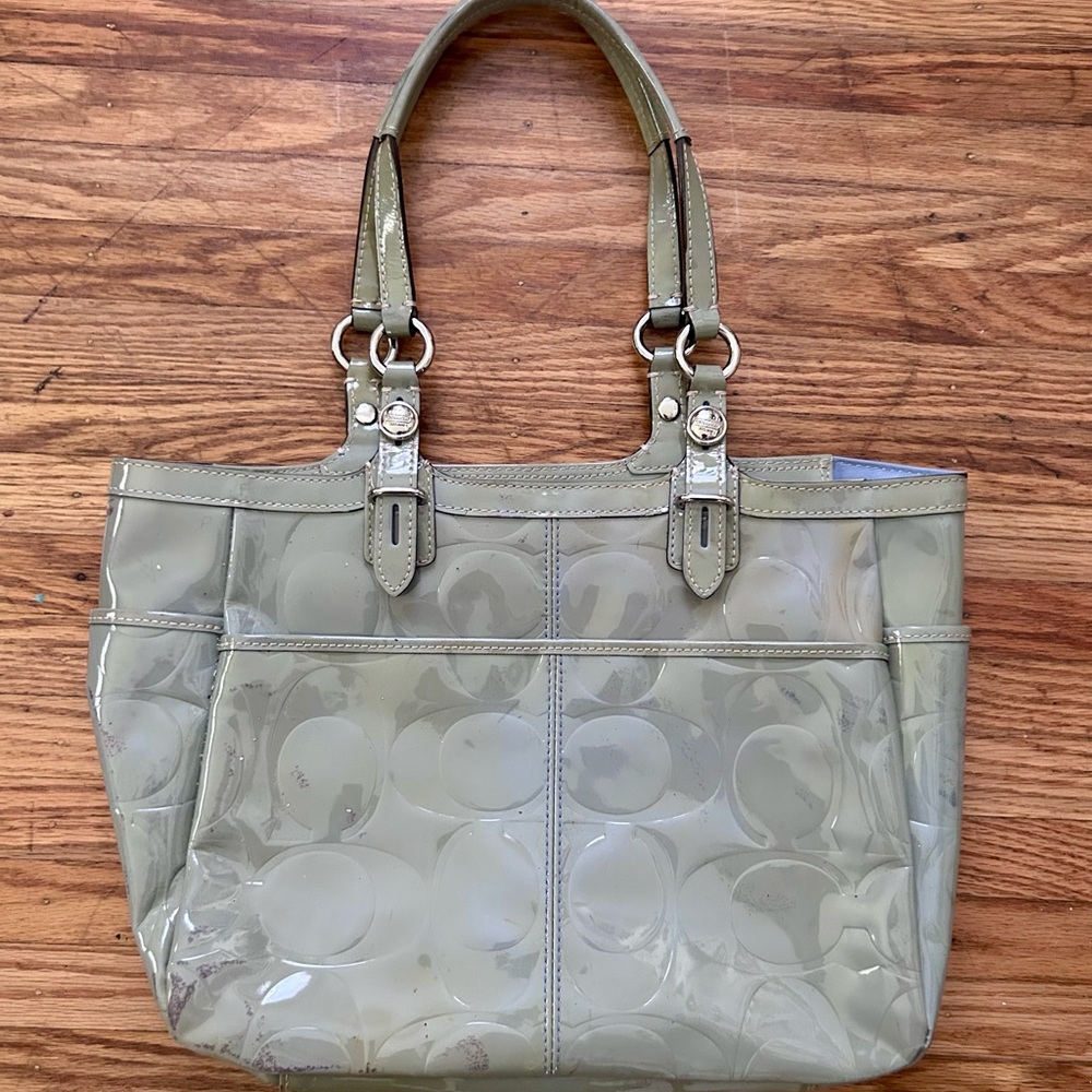 Coach Blue Green Shoulder Bag with “C”Signature Logo